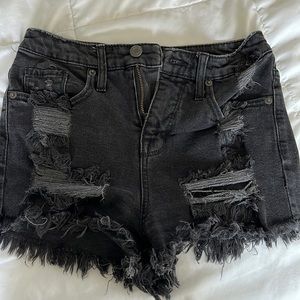 Black Distressed Denim Shorts. Never worn; outgrew.